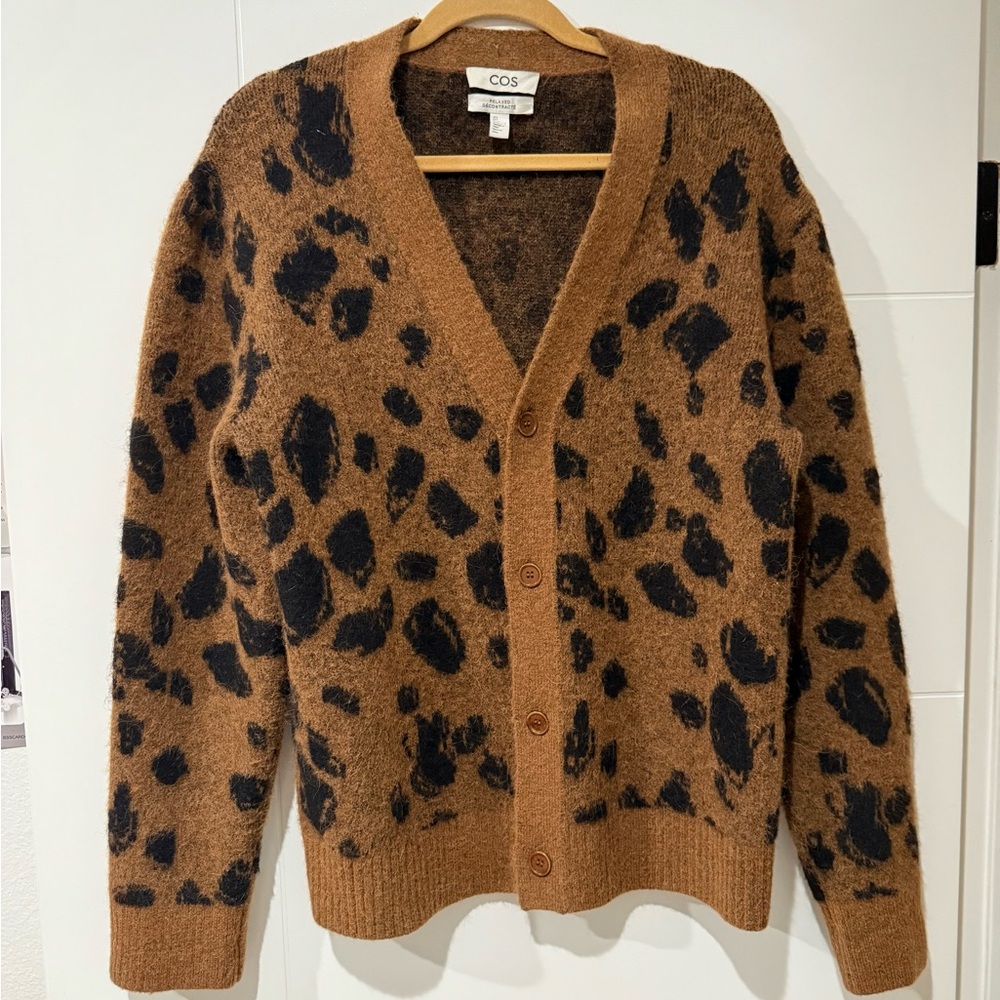 COS Leopard Print Cardigan in Brown and Black